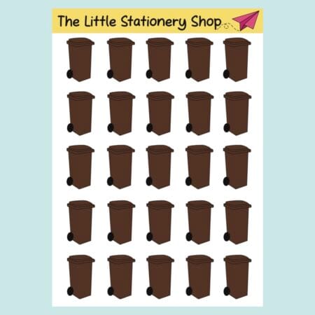 Brown Wheelie Bin Sticker Sheet Full Brown Wheelie Bin Sticker Sheet Full