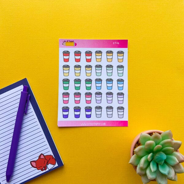 Rainbow Coffee Cup Sticker Sheet - Image 2