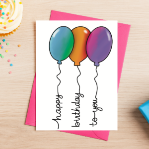 Balloon Writing Birthday Card