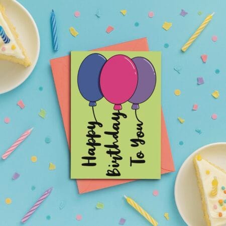 Balloon Writing Birthday Card
