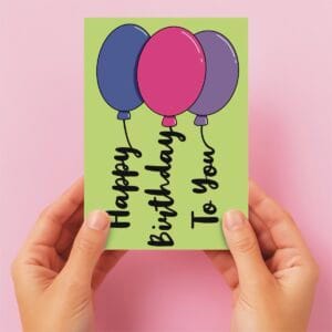 Balloon Writing Birthday Card
