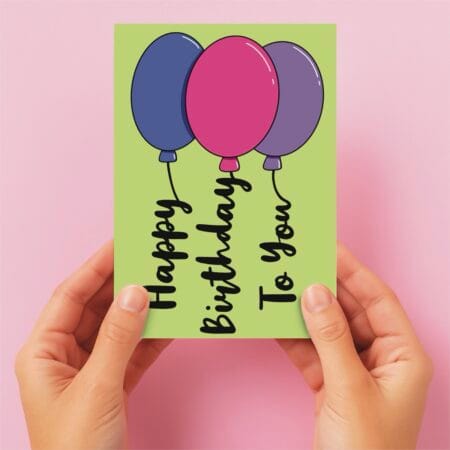 Balloon Writing Birthday Card