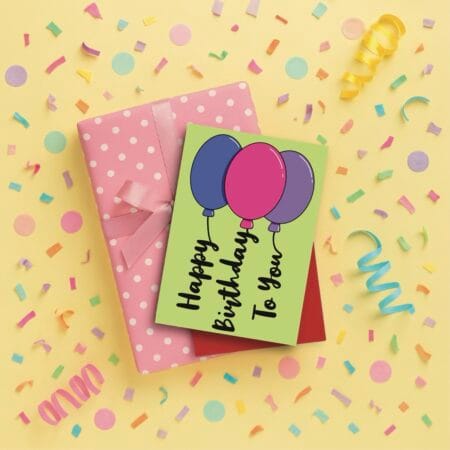 Balloon Writing Birthday Card