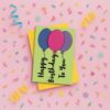 Balloon writing card pink Balloon Writing Birthday Card