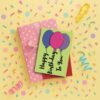 Balloon writing card yellow Balloon Writing Birthday Card
