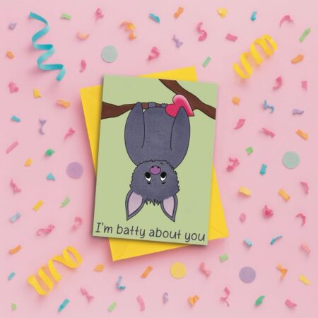 batty about you valentines card pink Batty About You Valentine’s Card