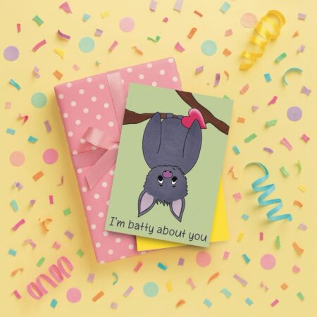 batty about you valentines card yellow Batty About You Valentine’s Card