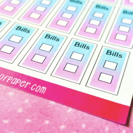 Bill Tracker Planner Sticker Sheet