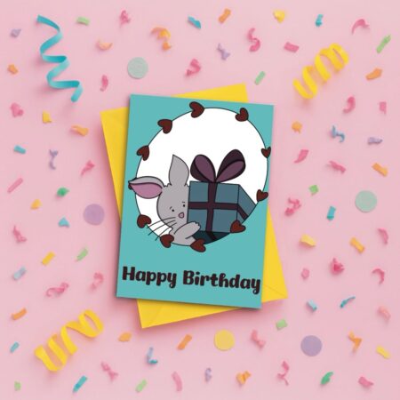 bunny birthday card pink Bunny Birthday Card