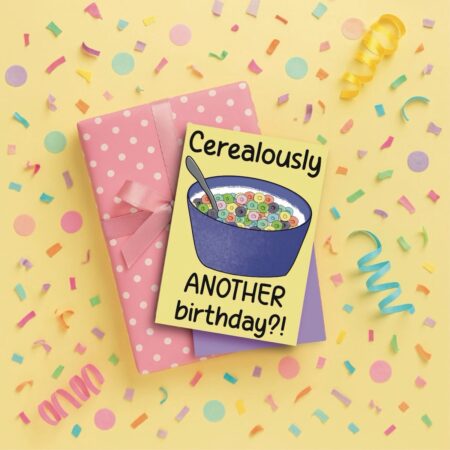 cereal pun birthday card yellow Cereal Pun Birthday Card