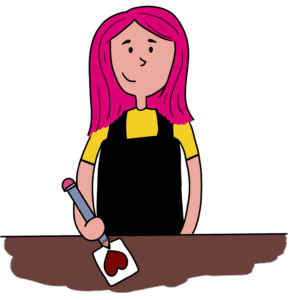Happy Craftswoman Drawing Heart