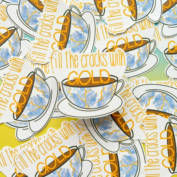 Fill The Cracks With Gold Matt Vinyl Sticker - Image 3