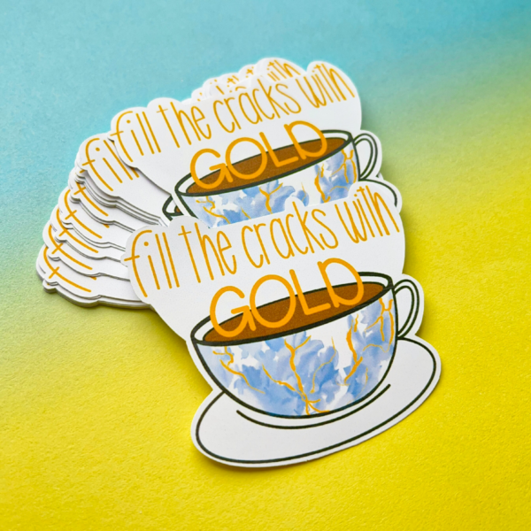 Fill The Cracks With Gold Matt Vinyl Sticker - Image 4