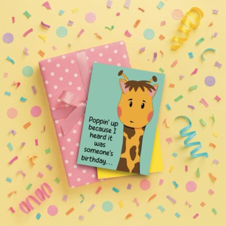 giraffe birthday card yellow Giraffe Birthday Card
