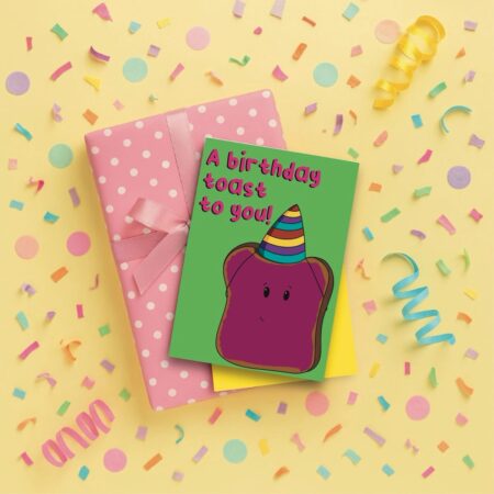 happy birthday toast card yellow Happy Birthday Toast Card