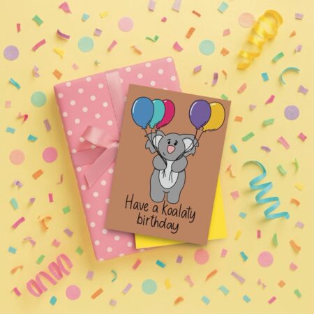 koala birthday card yellow Koala Birthday Card