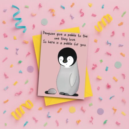 penguin pebble card pink Penguin Pebble Card