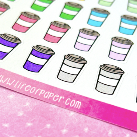 Rainbow Coffee Cup Sticker Sheet