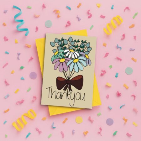 thank you flowers card pink Thank You Flowers Card