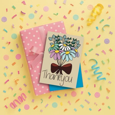 thank you flowers card yellow Thank You Flowers Card