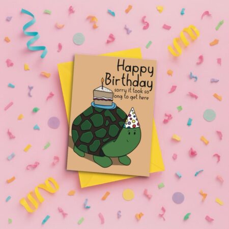 turtle belated birthday card pink Turtle Belated Birthday Card