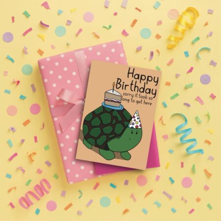 turtle belated birthday card yellow Turtle Belated Birthday Card