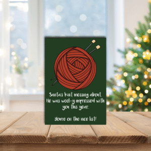 Santa's Knitting Pun Christmas Card