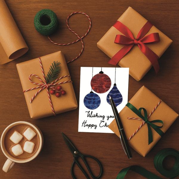 Festive Baubles Christmas Card - Image 2