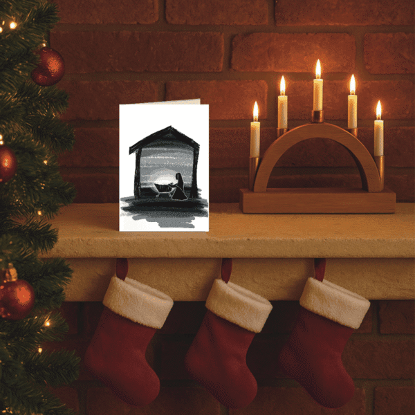 Traditional Nativity Silhouette Christmas Card - Image 3
