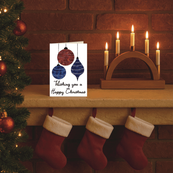 Festive Baubles Christmas Card - Image 3