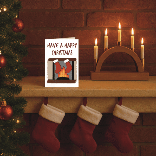 Cosy Fireplace Christmas Card - Image 3