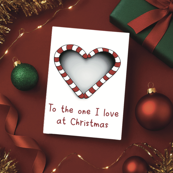 Candy Cane Heart Christmas Card