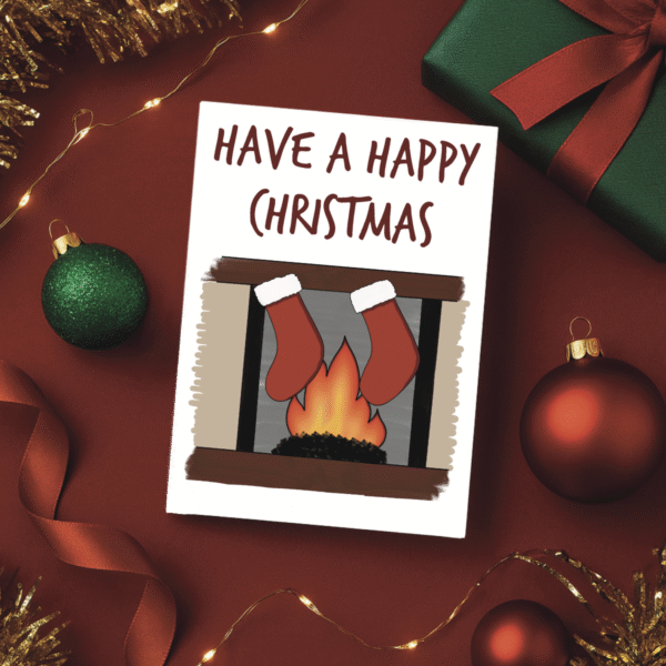 Cosy Fireplace Christmas Card