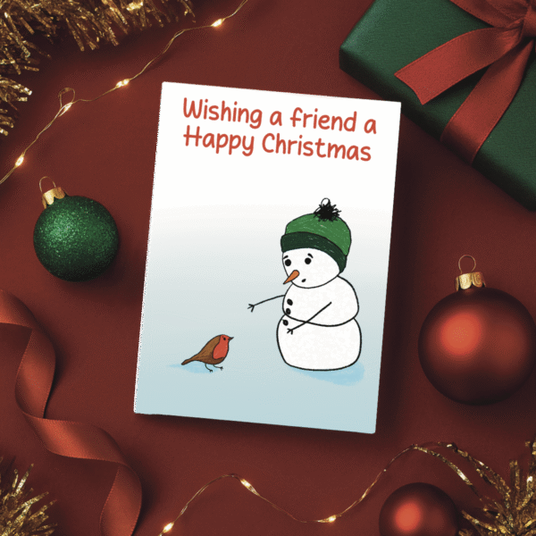 Snowman & Robin Friendship Christmas Card