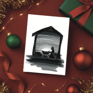 Traditional Nativity Silhouette Christmas Card