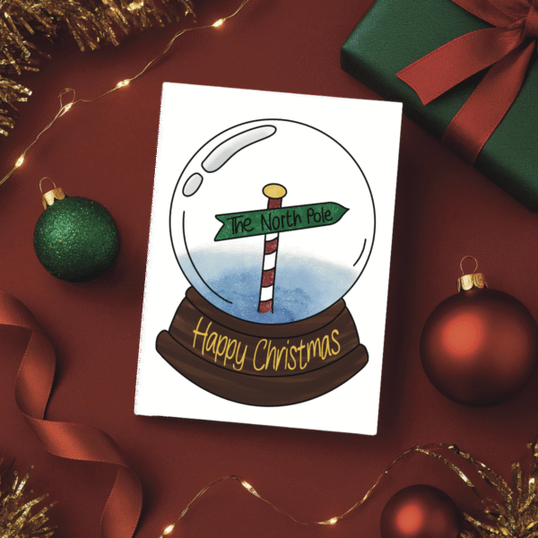 North Pole Snow Globe Christmas Card