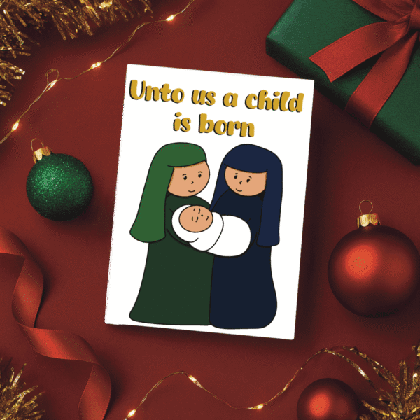 Unto Us A Child Is Born Nativity Christmas Card