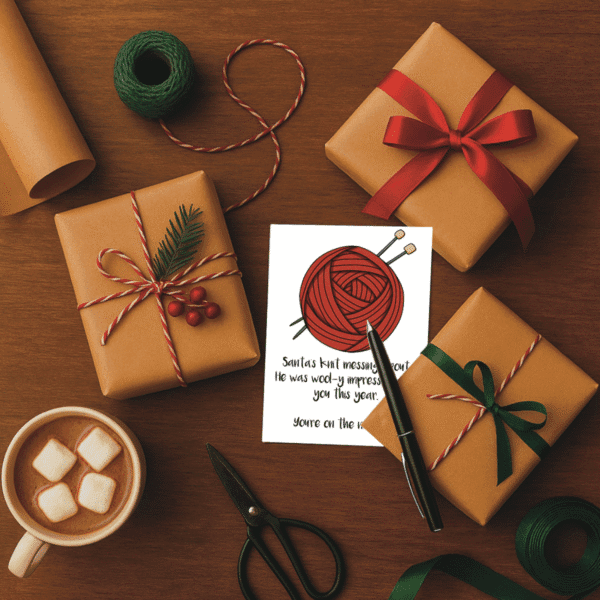 Santa's Knitting Pun Christmas Card - Image 2