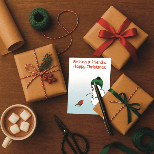 Snowman & Robin Friendship Christmas Card - Image 2
