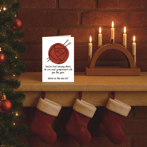 Santa's Knitting Pun Christmas Card - Image 3