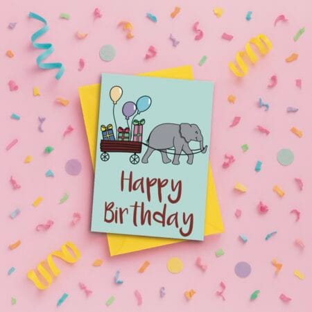 Elephant Happy Birthday Card