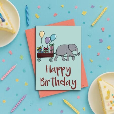 Elephant Happy Birthday Card