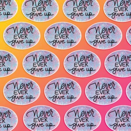 Never Ever Give Up Vinyl Sticker