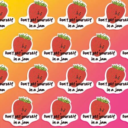 IMG_0340 Strawberry Jam Pun Vinyl Sticker
